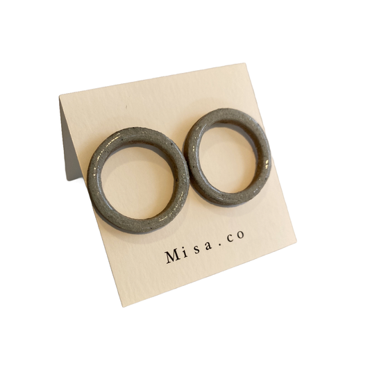MISA.CO | ‘Blue Loop Ceramic Earrings #37’ | Smoke-fired / Surgical Stainless Steel Fittings