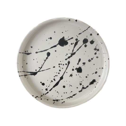 POTTERESS BY ALICIA | 'Splat - side plate' | Black + white ceramic