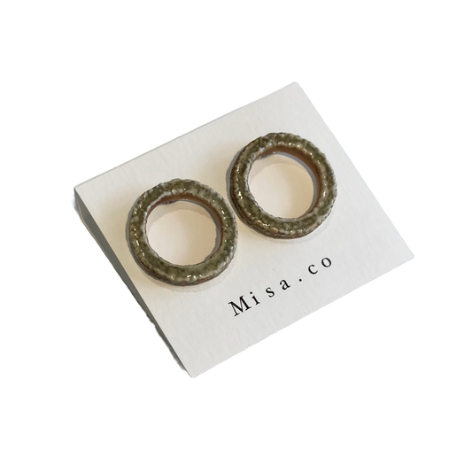MISA.CO | ‘Textured Loop Ceramic Stud Earrings #4’ | Smoke-fired / Surgical Stainless Steel Fittings