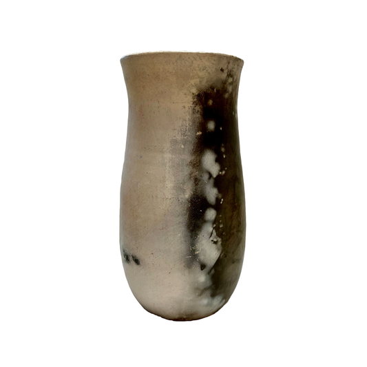 ELLIS ROAD ARTS | 'Barrel Smoked Vase #559' | Hand-thrown white raku clay