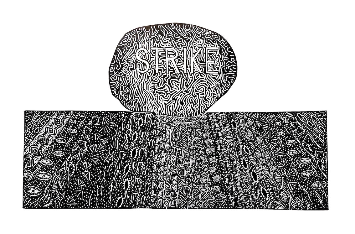 ROBERT TOMMY PAU | 'Strike' | 2021 | Linocut print