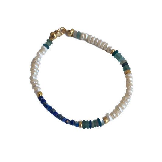 ARTIZ | ‘Pearly Bracelet’ | Lazuli / ancient roman glass / pearl