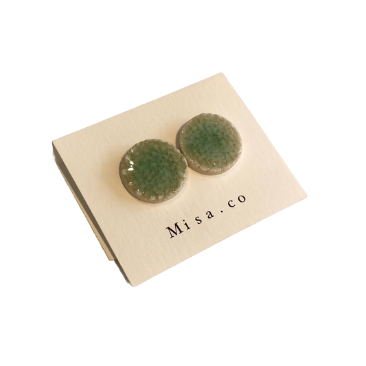 MISA.CO | ‘Glazed Lime Ceramic Stud Earrings #6’ | Surgical Stainless Steel Fittings