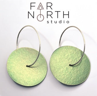 FAR NORTH STUDIO | ‘Pivot Earrings’ | Pale Green | Titanium & sterling silver