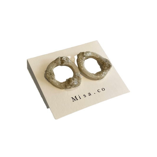MISA.CO | ‘Rocky White Loop Ceramic Earrings #8’ | Surgical Stainless Steel Fittings