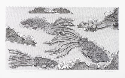 PETER B MORRISON |'Bithay Malu Apawlag II (Cuttlefish Garden)' | Pen + ink on archival paper / framed