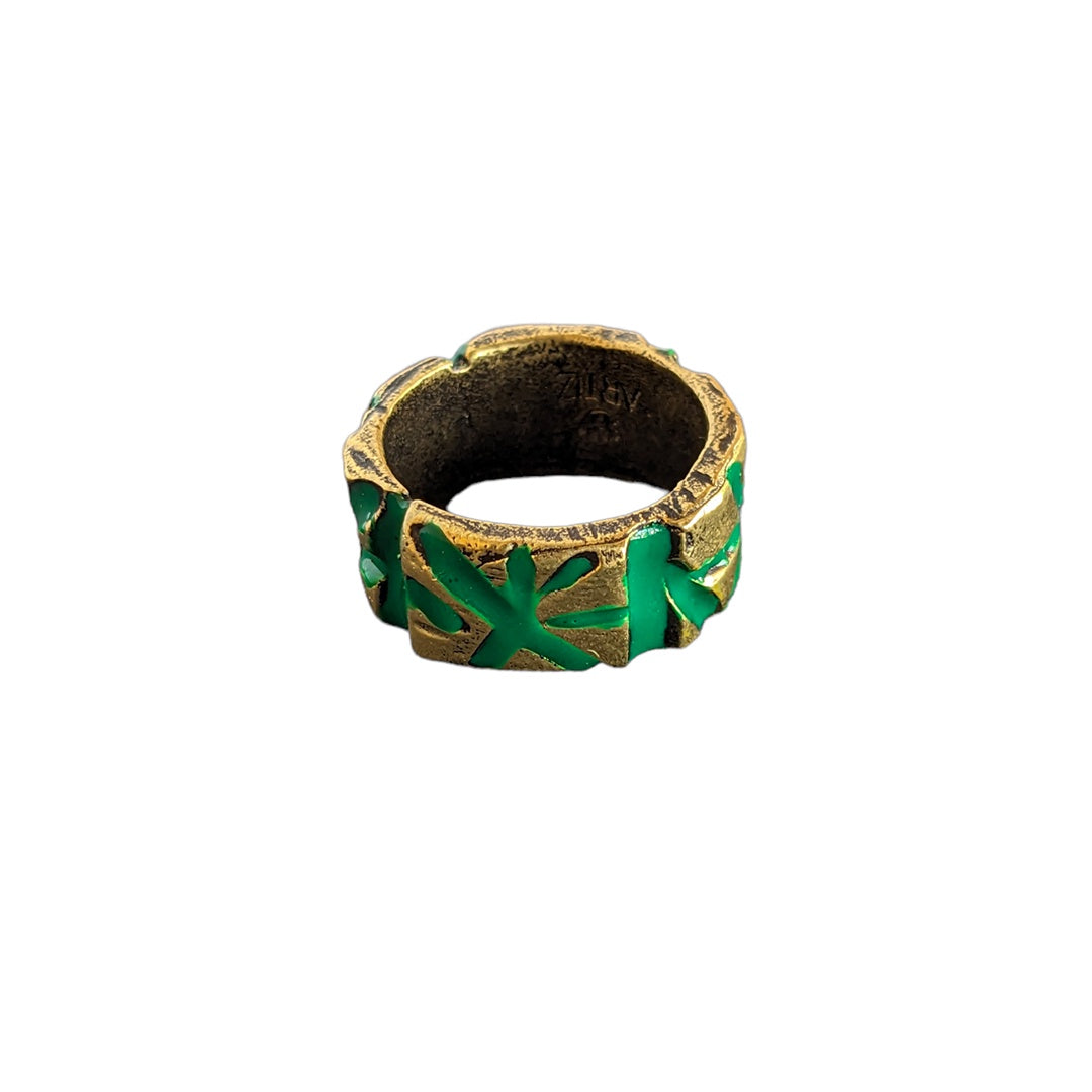 ARTIZ | ‘Carved Bronze Ring’ | Bronze | Thick / green enamel