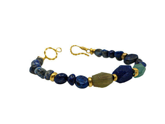 ARTIZ | ‘Lazuli Bracelet’ | Antique Turkish glass / silver / gemstones