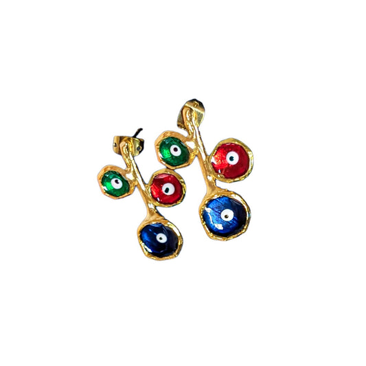 ARTIZ | ‘Branching Evil Eye Earrings’ | Bronze / enamel
