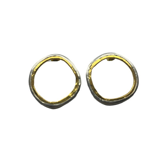 ARTIZ | 'Bronze + Silver Circle Earrings' | Small