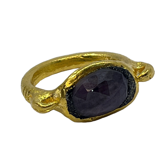 ARTIZ | 'Ruby Ring' | Gemstone / gold plated bronze