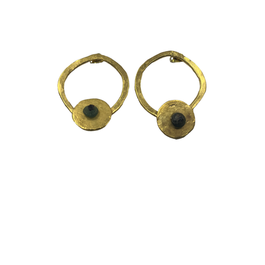 ARTIZ | 'Bead + Circle Earrings' | Ancient Roman glass / bronze