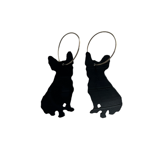 BARBARA DOVER | ‘French Bulldog earrings’ | Hand-cut vinyl records + sterling silver