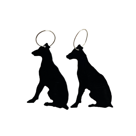 BARBARA DOVER | ‘Whippet (side-on) earrings’ | Hand-cut vinyl records + sterling silver