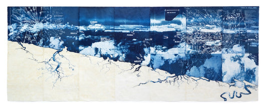 CLAIRE GRANT | 'Milk Run' | 2023 | Cyanotype and encaustic on washi paper (14 sheets)
