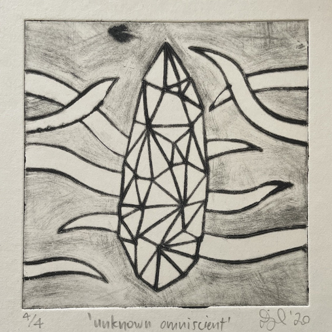 DANISH QUAPOOR | 'unknown omniscient' | 2020 | Acetate drypoint etching