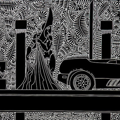 BRIAN ROBINSON | '3 Fishermen and a Lamborghini' | Linocut Print