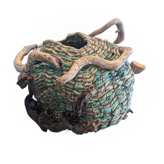 WILD THINGS | ‘Driftwood Beach Rope Basket’ | Large / blue
