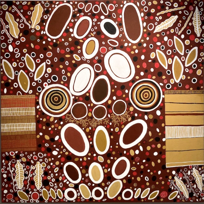 HEATHER KOOWOOTHA | 'My Po'al' | Acrylic paint / binder medium / ochres on linen