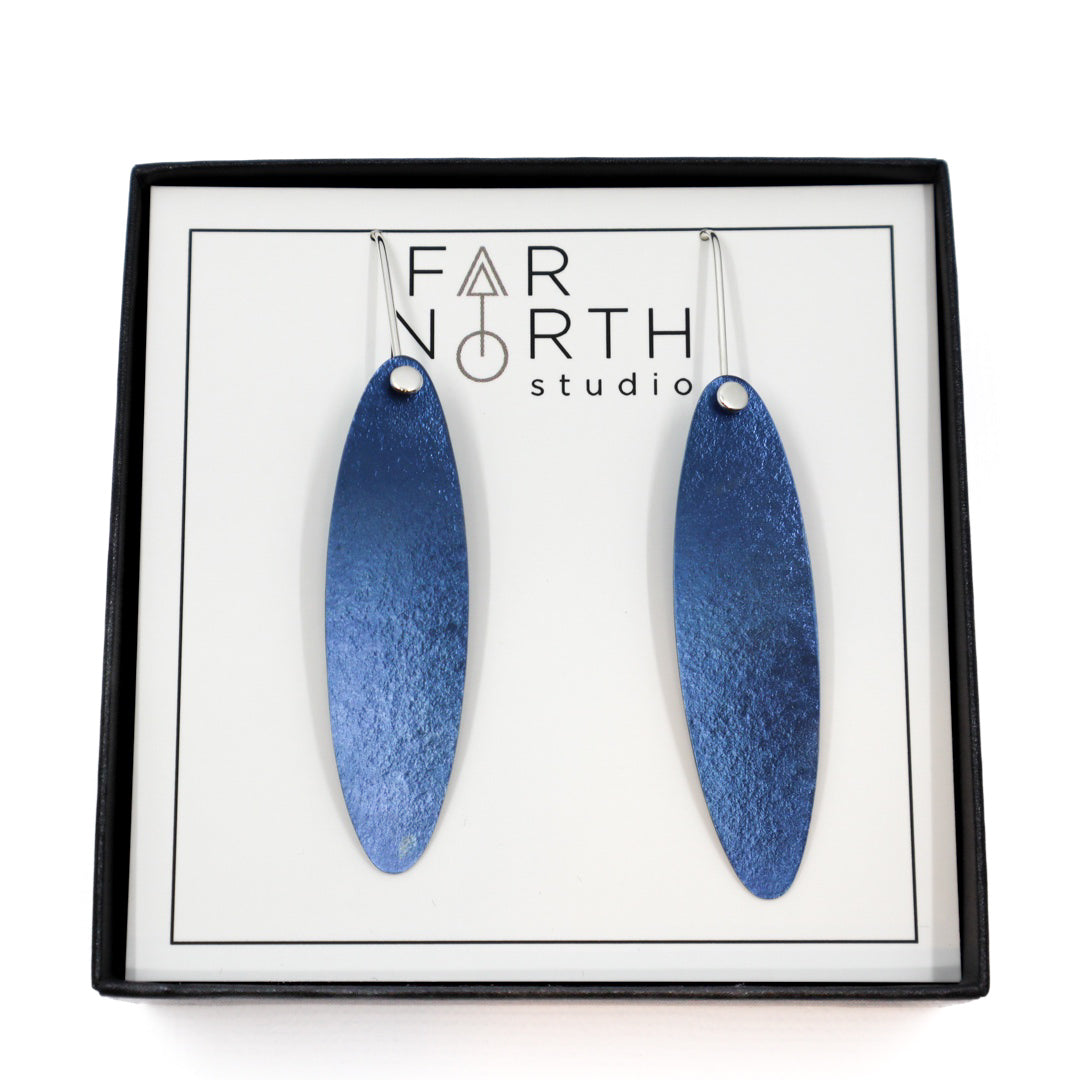 FAR NORTH STUDIO | 'Waterfall' Earrings | Blue | Titanium / sterling silver