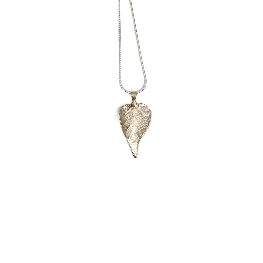 BREATH AND ESSENCE | 'Heart Shaped Leaf Pendant' | Sterling silver/ snake chain