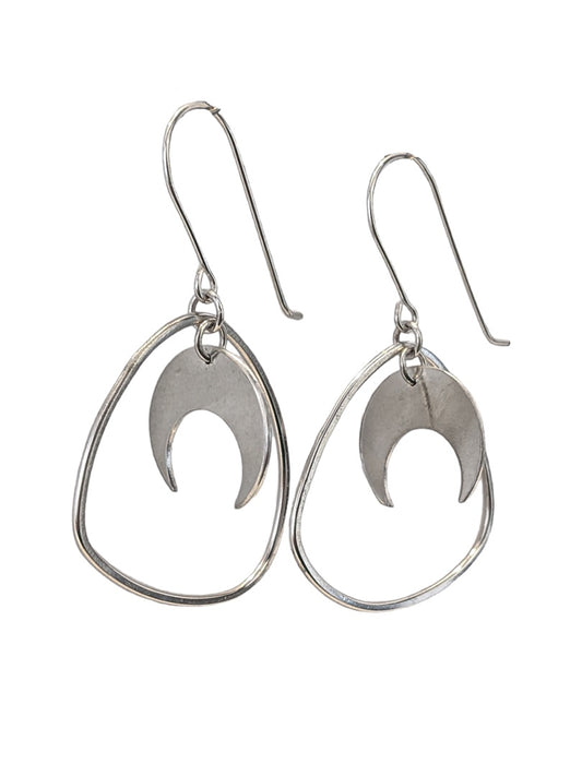 BREATH AND ESSENCE | 'Irregular Moon Hoops' | Sterling silver