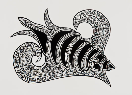 JOEL SAM | 'Bu (trumpet shell)' | Linocut Print