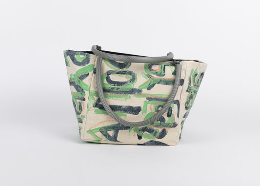 JULIE POULSEN | ‘Navy night poem’ Boat bag: Maxi | Re-cycled painting | Large