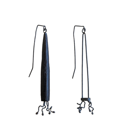 LOIS HAYES DESIGNS | 'Linear Form Collection XVII' | Earrings | Oxidised sterling silver / recycled skirting