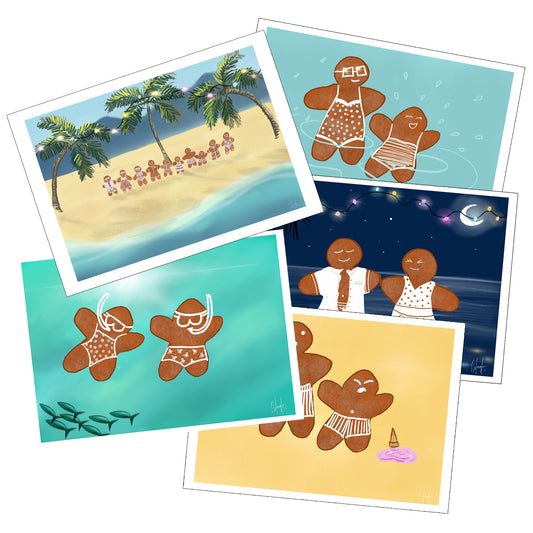 LITTLE GREEN BICYCLE | ‘Summer Gingerbread Peeps’ | Gift Card set / pack of 5