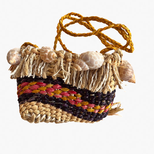PAULA SAVAGE - Moa Island | 'Neck Bag' #450 | Woven rafia + cotton