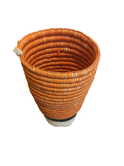 MONIQUE BURKHEAD | ‘Raku + Weave V’ | Raku ceramic glaze / orange raffia