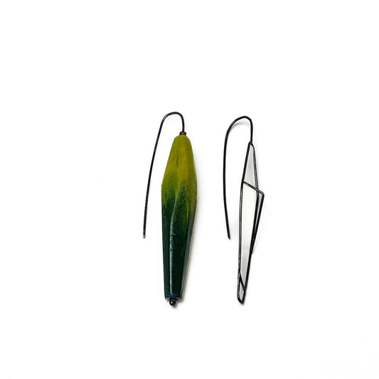 LOIS HAYES DESIGNS | 'Linear Form Collection - green gradient' |  Earrings | Oxidised sterling silver / recycled skirting