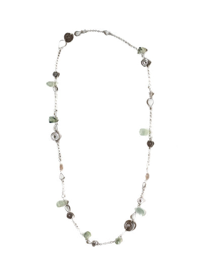 KATE HUNTER | ‘River’ Necklace | Argentium silver / 925 silver / fresh water pearl / prehnite stones