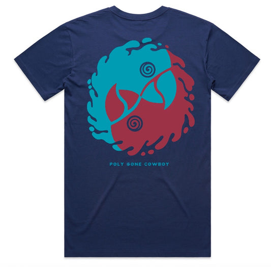 POLY GONE COWBOY | ‘Parrot Vortex’ T-shirt | Cobalt Blue