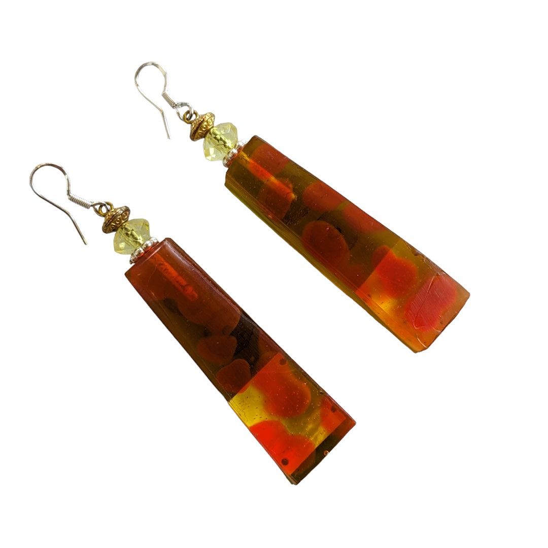 PAUL LESTER | 'Pink Golden Dangle Earrings' | Mixed media / epoxy resin