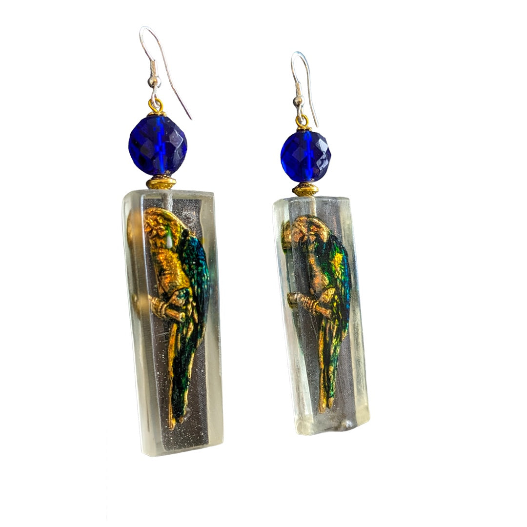 PAUL LESTER | ‘Parrot Paradise Earrings’| Mixed media / epoxy resin
