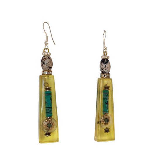 PAUL LESTER | ‘Lemon Emerald Earrings’| Mixed media / epoxy resin
