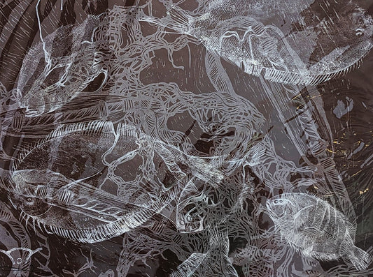 JANE DENNIS | '50 Shades of Grey' | Gyotaku print