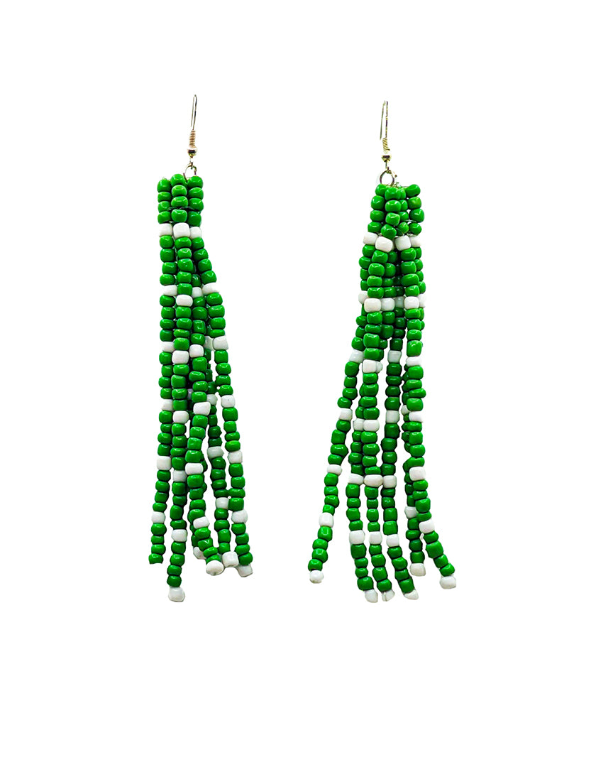 DANIE SAVAGE - Moa Arts | 'Beaded Earrings' | Green / white