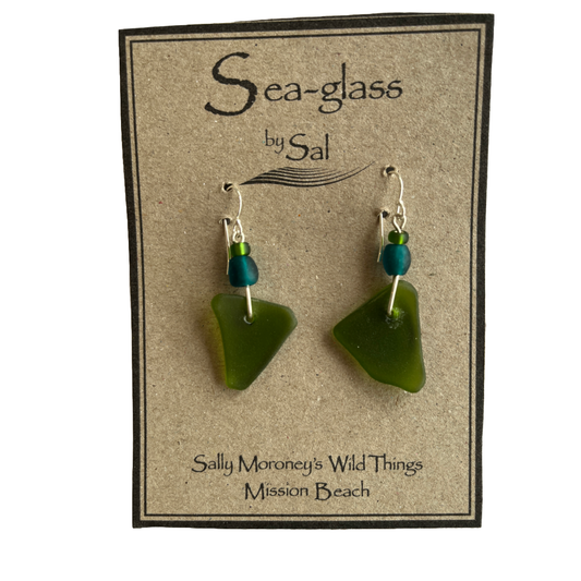 WILD THINGS | 'Sea Glass Earrings' |  Dark Green / Beaded