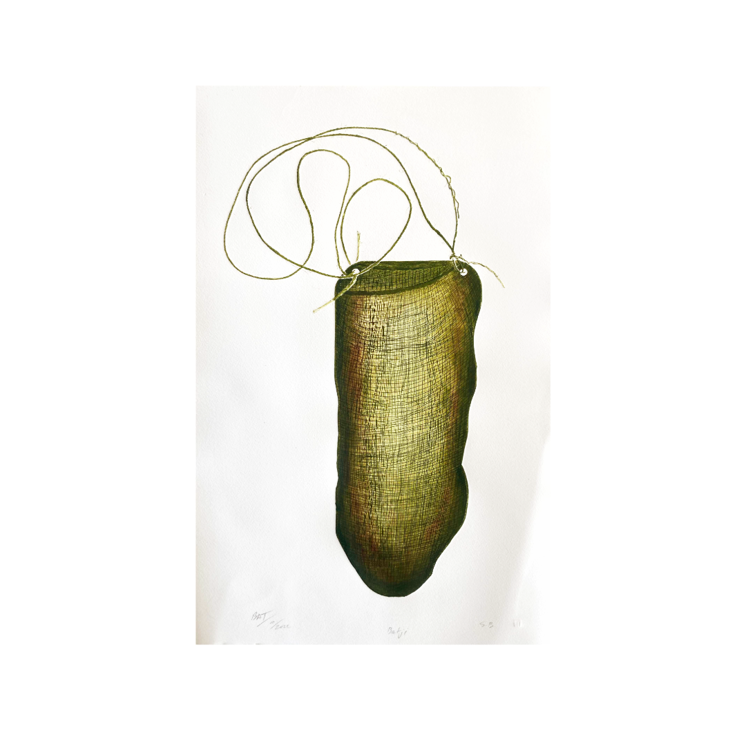 SHERYL J BURCHILL | 'Balji (dilly bag)' | Etching / green state