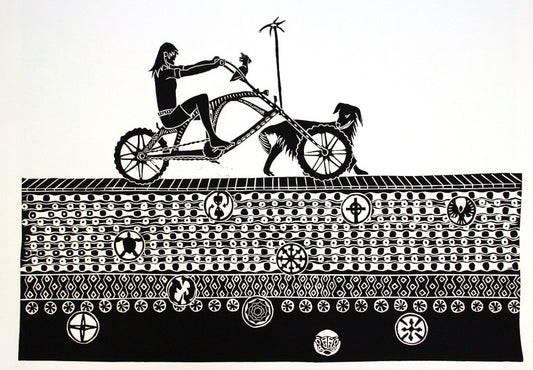 ROBERT TOMMY PAU | 'Home-Made Bikes' Linocut Print |