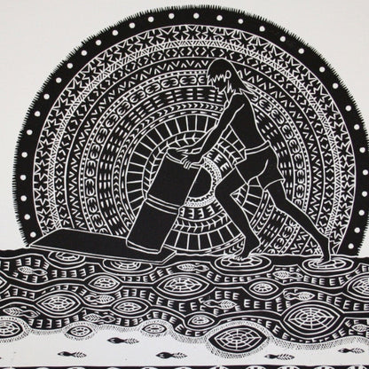 ROBERT TOMMY PAU | 'Drum and Board' | Linocut print