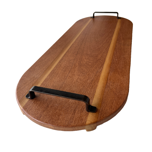 EARL HILL STUDIOS | ‘Silky Oak Board’ | Hand-made platter / metal handles