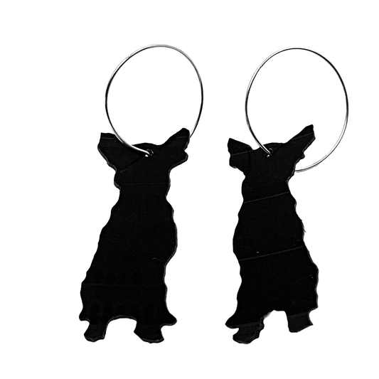 BARBARA DOVER | ‘Chihuahua earrings’ | Hand-cut vinyl records + sterling silver
