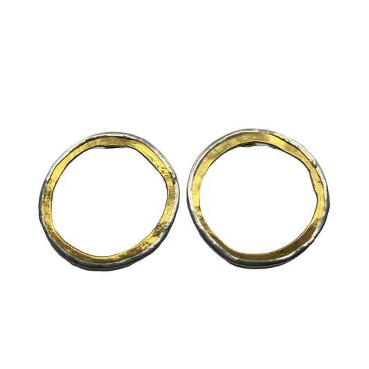 ARTIZ | 'Bronze + Silver Circle Earrings' | Large