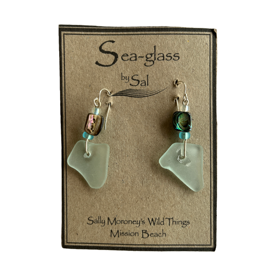 WILD THINGS | 'Sea Glass Earrings' | Mint / Beaded Blue