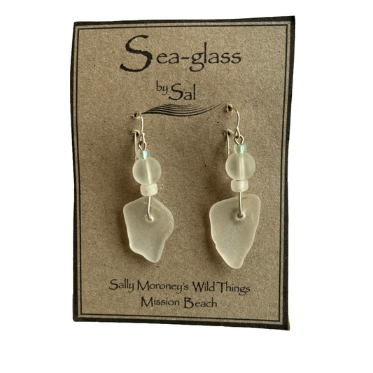 WILD THINGS | 'Sea Glass Earrings' | White /  Beaded