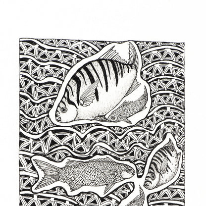 PETER B MORRISON | 'Kibim & Mullet I' Drawing | Pen and ink on archival paper
